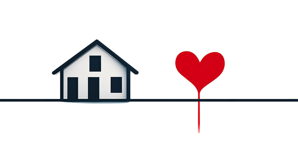 House Line Art Wall Decal With Heart Balloon | Modern Minimalist Home Wall Sticker | Family Love Nursery Decor | Kids Room Wall Art
