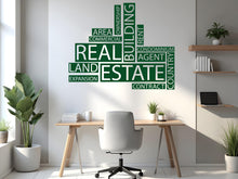 Load image into Gallery viewer, Real Estate Vinyl Wall Decal, Agent Realtor Broker Agency Office Idea Window Business Decor Art Sticker Mural, Real Estate word cloud 757LU