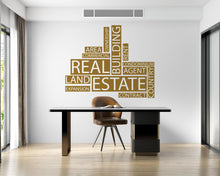 Load image into Gallery viewer, Real Estate Vinyl Wall Decal, Agent Realtor Broker Agency Office Idea Window Business Decor Art Sticker Mural, Real Estate word cloud 757LU