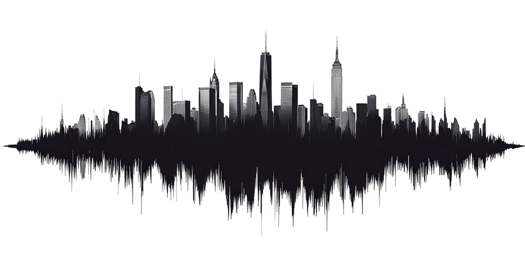 New York Skyline Soundwave Wall Decal | City Skyline Wall Sticker | Modern Cityscape Wall Art | NYC Bedroom Decor | Urban Skyline Vinyl