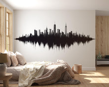 Load image into Gallery viewer, New York Skyline Soundwave Wall Decal | City Skyline Wall Sticker | Modern Cityscape Wall Art | NYC Bedroom Decor | Urban Skyline Vinyl