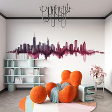 Load image into Gallery viewer, New York Skyline Soundwave Wall Decal Wallpaper City Skyline Wall Sticker NYC Bedroom Decor Modern Urban Wall Art Pink Cityscape Vinyl Decal