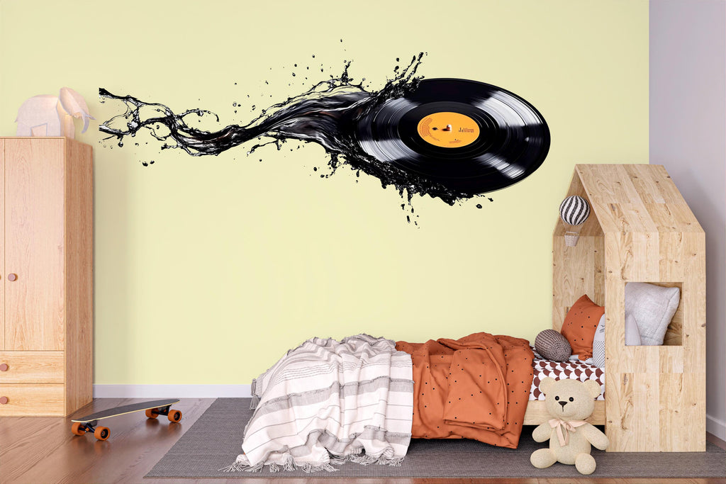 Vinyl Record Wall Decal Wallpaper Music Wall Sticker DJ Room Decor Sound Wave Vinyl Wall Art Music Lover Bedroom Decor Modern Music