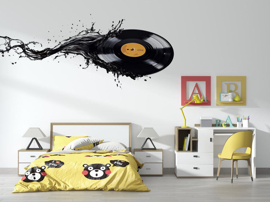 Vinyl Record Wall Decal Wallpaper Music Wall Sticker DJ Room Decor Sound Wave Vinyl Wall Art Music Lover Bedroom Decor Modern Music