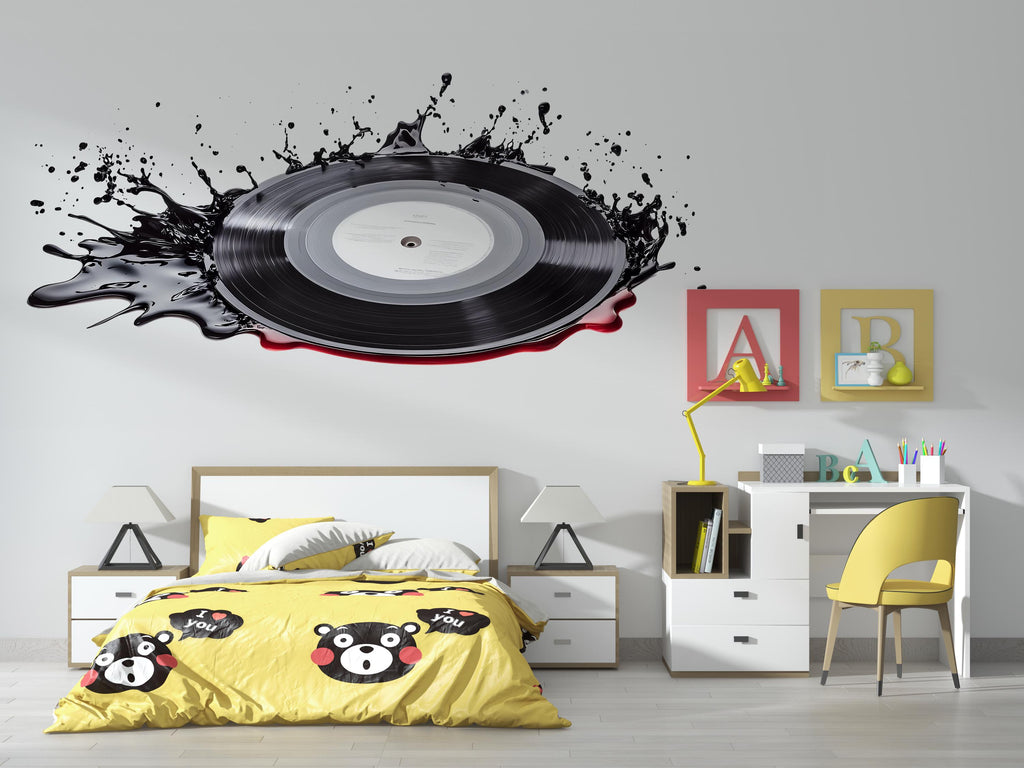 Vinyl Record Splash Wall Decal Wallpaper Music Wall Sticker DJ Room Decor Record Wall Art Teen Boy Bedroom Music Lover Gift Soundwave