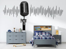 Load image into Gallery viewer, Microphone Soundwave Wall Decal Wallpaper Music Studio Wall Sticker Podcast Decor Singer Room Wall Art Teen Boy Bedroom DJ Wallpaper