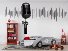Load image into Gallery viewer, Microphone Soundwave Wall Decal Wallpaper Music Studio Wall Sticker Podcast Decor Singer Room Wall Art Teen Boy Bedroom DJ Wallpaper