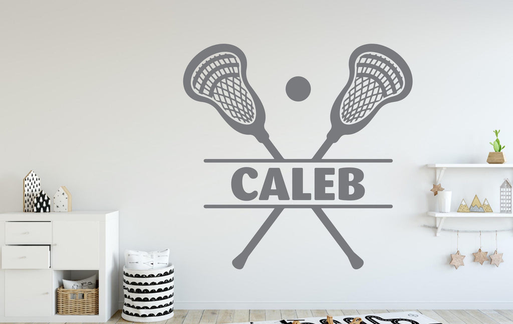 Custom Name Lacrosse Wall Decal, Kids Room Decor
