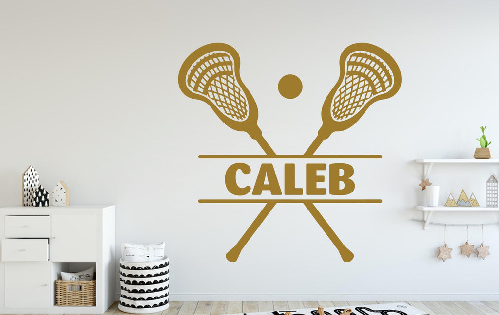 Custom Name Lacrosse Wall Decal, Kids Room Decor