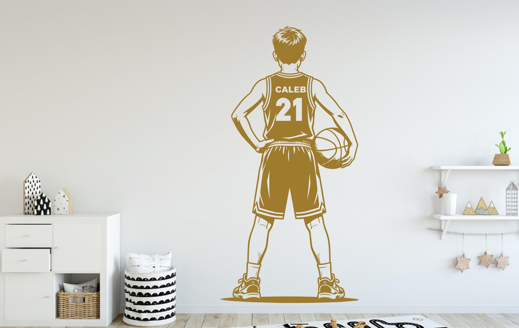 Personalized Basketball Boy Vinyl Wall Decal, Kids Room Decor, Custom Name