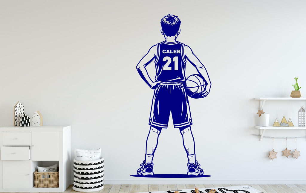 Personalized Basketball Boy Vinyl Wall Decal, Kids Room Decor, Custom Name
