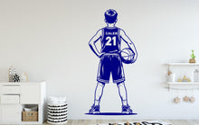 Load image into Gallery viewer, Personalized Basketball Boy Vinyl Wall Decal, Kids Room Decor, Custom Name