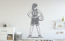 Load image into Gallery viewer, Personalized Basketball Girl Vinyl Wall Decal, Kids Room Decor, Custom Name