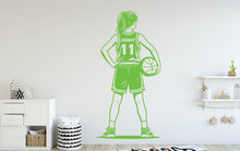 Load image into Gallery viewer, Personalized Basketball Girl Vinyl Wall Decal, Kids Room Decor, Custom Name