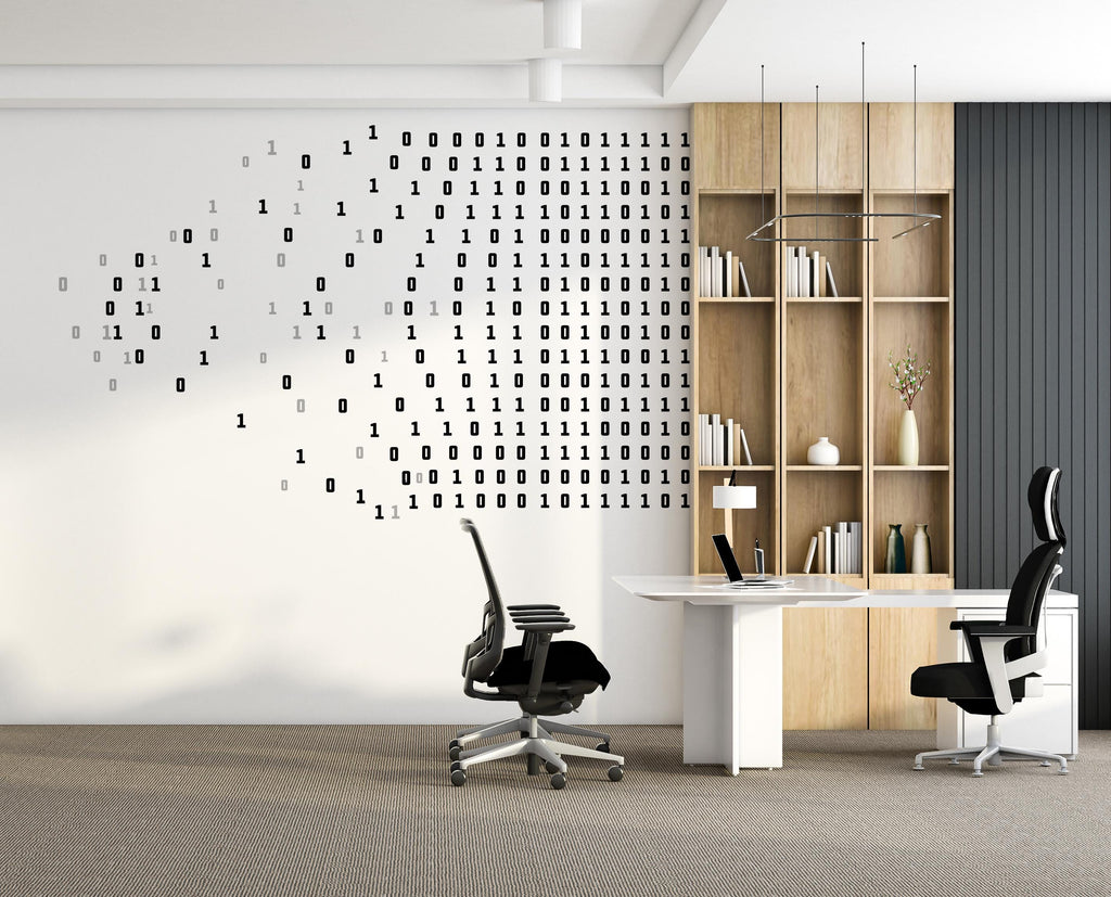 Binary Code Wall Decal, Technology Vinyl Wall Art Decal, Circuit Board Wall Decal, Office Wall Decor, Computer It Decor Office 761LU