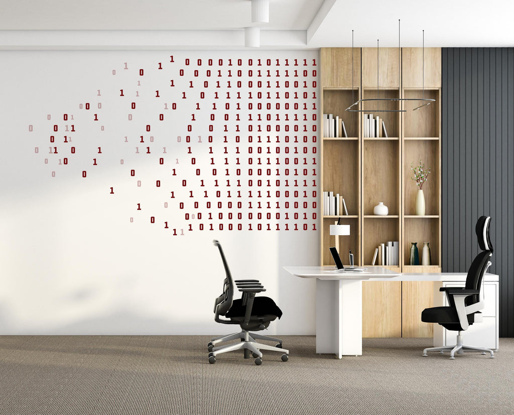 Binary Code Wall Decal, Technology Vinyl Wall Art Decal, Circuit Board Wall Decal, Office Wall Decor, Computer It Decor Office 761LU