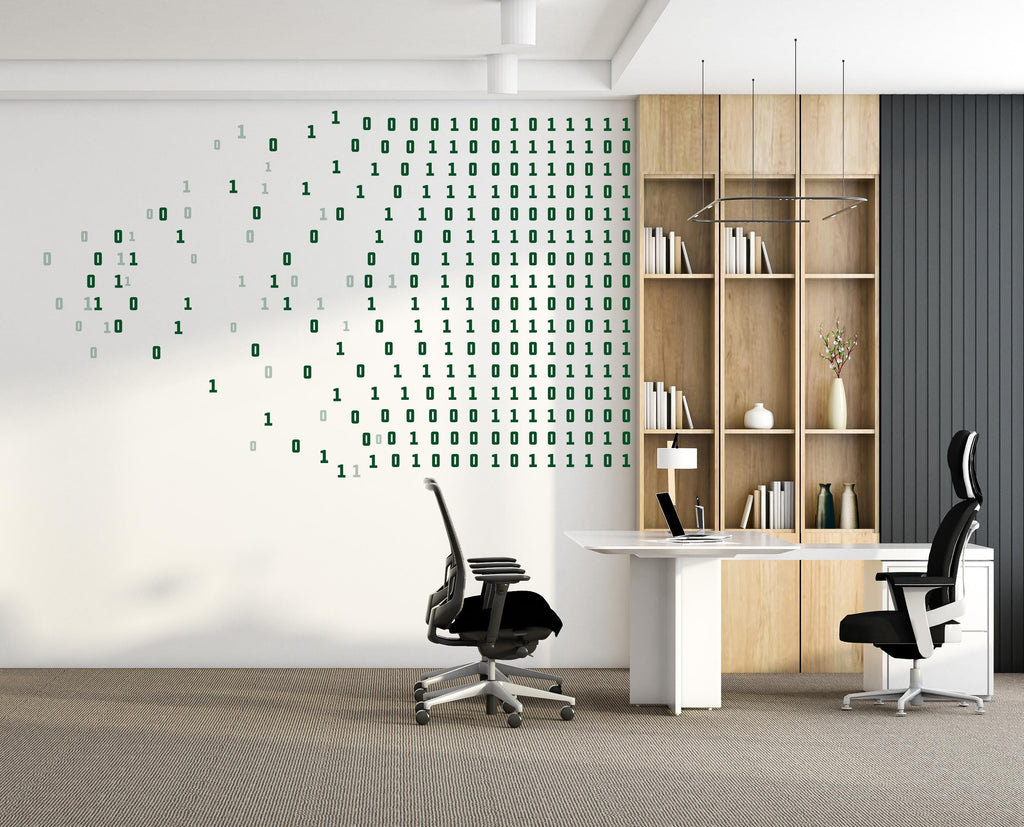 Binary Code Wall Decal, Technology Vinyl Wall Art Decal, Circuit Board Wall Decal, Office Wall Decor, Computer It Decor Office 761LU