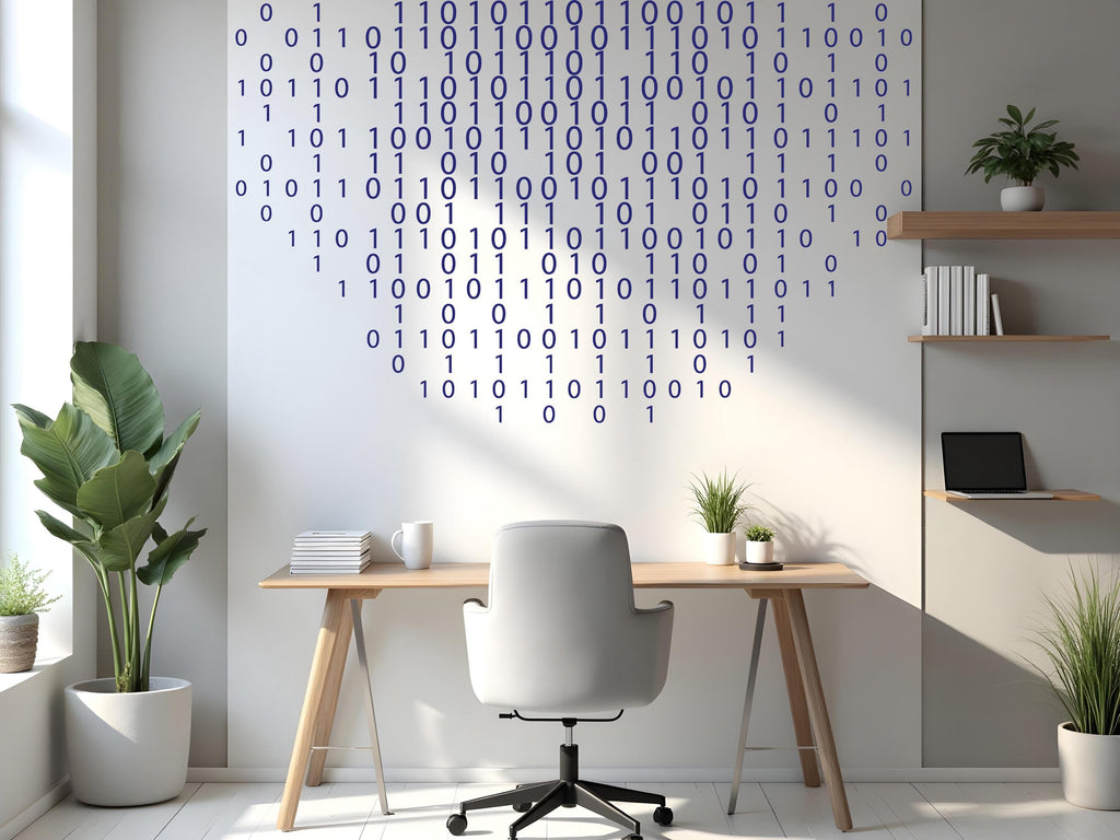 Binary Code Wall Decal, Technology Vinyl Wall Art Decal, Circuit Board Wall Decal, Office Wall Decor, Computer It Decor Office 762LU