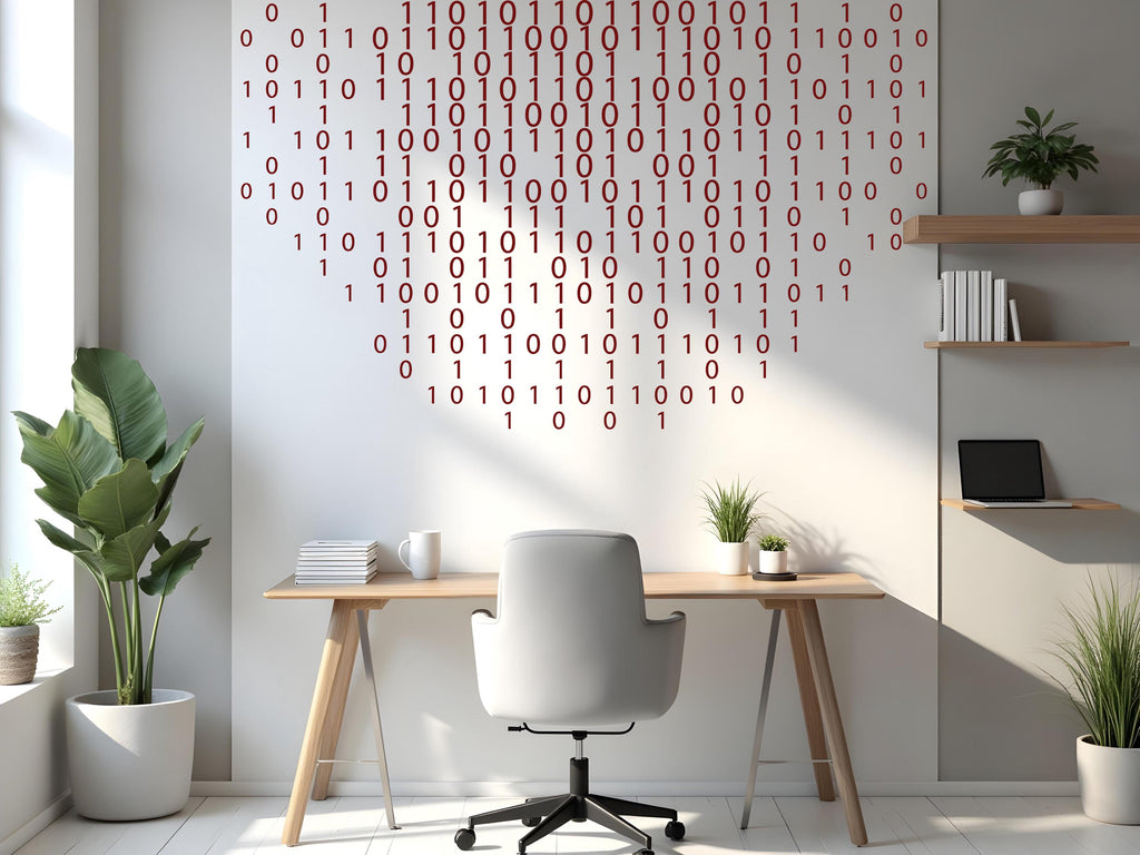 Binary Code Wall Decal, Technology Vinyl Wall Art Decal, Circuit Board Wall Decal, Office Wall Decor, Computer It Decor Office 762LU