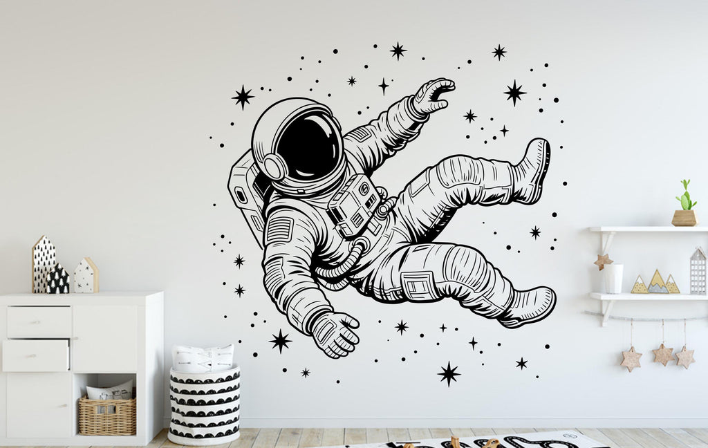 Astronaut Rocket Vinyl Wall Decal – Space Nursery Decor