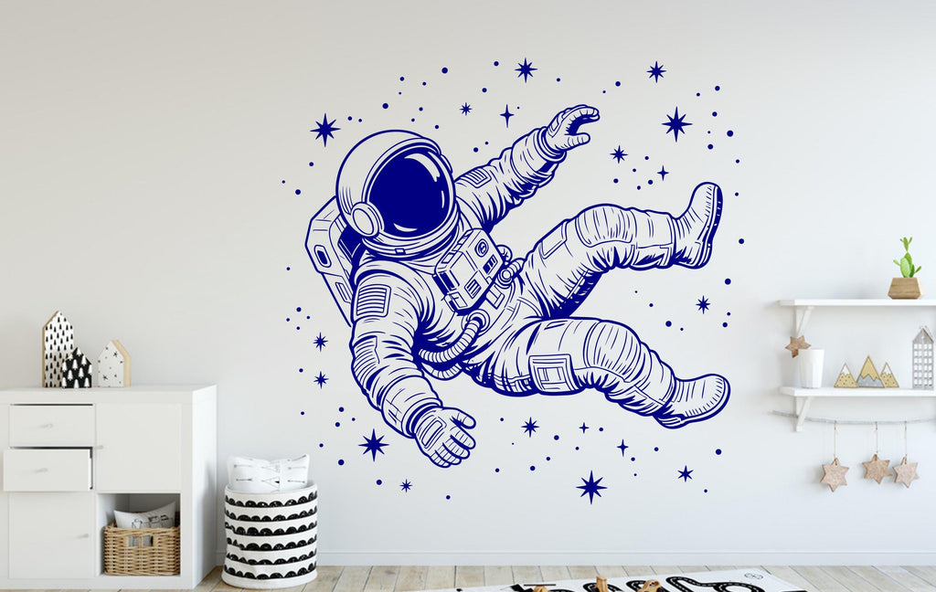 Astronaut Rocket Vinyl Wall Decal – Space Nursery Decor