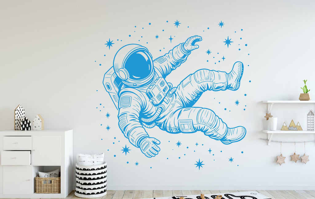 Astronaut Rocket Vinyl Wall Decal – Space Nursery Decor
