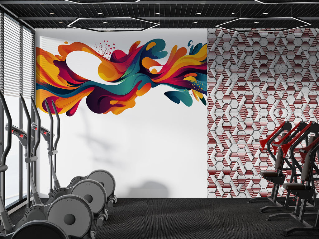 Abstract Wall Decal Colorful Modern Wall Sticker Large Removable Mural Art for Living Room Bedroom Office Decor, 052gm
