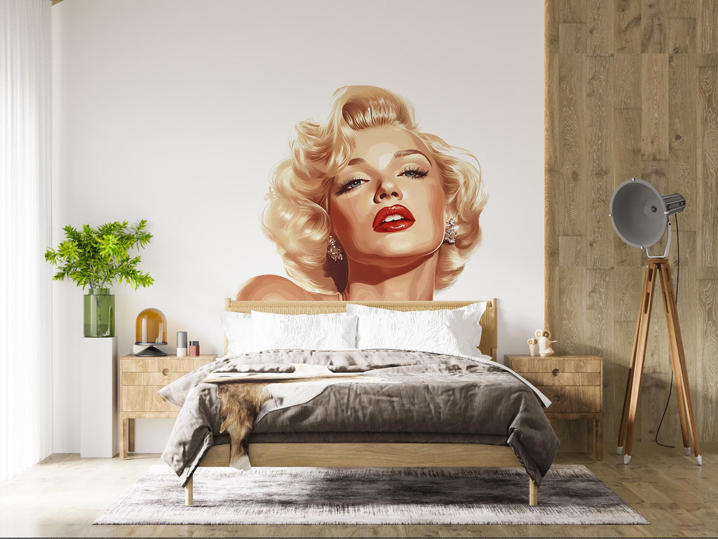 Glam Woman Wall Decal Vintage Hollywood Style Portrait Wall Sticker Retro Bedroom Beauty Salon Removable Art, 055gm