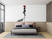 Load image into Gallery viewer, Fashion Silhouette Wall Decal Woman with Red Hat Wall Sticker Modern Glam Bedroom Salon Removable Art, 057gm