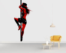 Load image into Gallery viewer, Pole Dance Silhouette Wall Decal, Red Black Glam Art Sticker 058gm