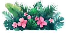 Load image into Gallery viewer, Tropical Wall Decal Pink Hibiscus Leaf Wall Sticker Large Jungle Floral Mural Removable Bedroom Decor, 060gm