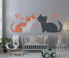 Load image into Gallery viewer, Cute Cat Wall Decal Love Cats Wall Sticker Nursery Kids Room Removable Animal Mural Decor, 061gm
