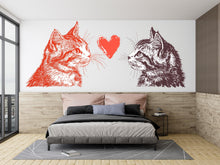 Load image into Gallery viewer, Cat Love Wall Decal Modern Cat Wall Sticker Romantic Bedroom Decor Removable Animal Art, 063gm