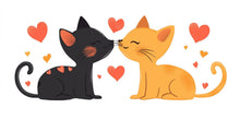 Load image into Gallery viewer, Cute Cat Love Wall Decal Kissing Cats Wall Sticker Nursery Kids Room Animal Removable Decor, 064gm