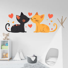 Load image into Gallery viewer, Cute Cat Love Wall Decal Kissing Cats Wall Sticker Nursery Kids Room Animal Removable Decor, 064gm