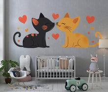 Load image into Gallery viewer, Cute Cat Love Wall Decal Kissing Cats Wall Sticker Nursery Kids Room Animal Removable Decor, 064gm