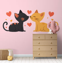 Load image into Gallery viewer, Cute Cat Love Wall Decal Kissing Cats Wall Sticker Nursery Kids Room Animal Removable Decor, 064gm