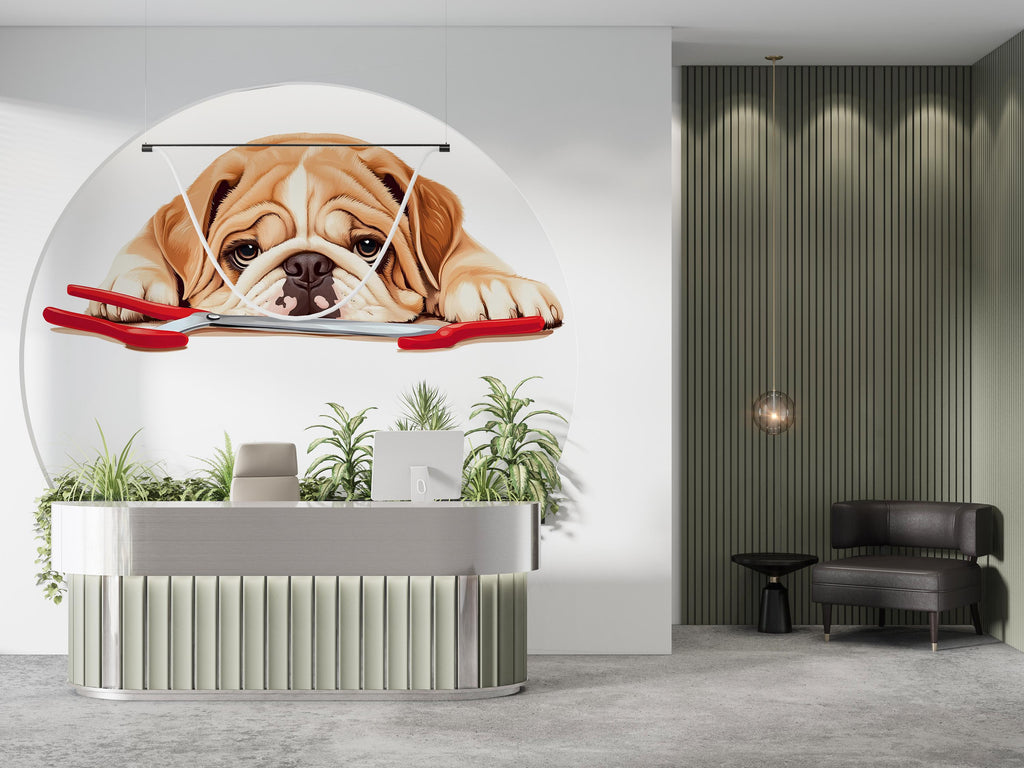 Bulldog Wall Decal Large Cute Dog Wall Sticker Pet Grooming Salon Kids Room Removable Animal Mural, 068gm
