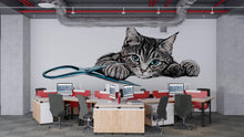 Load image into Gallery viewer, Tabby Cat Wall Decal Cute Kitten Wall Sticker Pet Grooming Salon Decor Kids Room Removable Animal Mural, 072gm