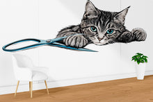 Load image into Gallery viewer, Tabby Cat Wall Decal Cute Kitten Wall Sticker Pet Grooming Salon Decor Kids Room Removable Animal Mural, 072gm
