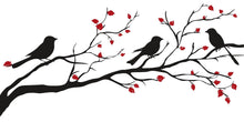 Load image into Gallery viewer, Birds on Branch Wall Decal Tree Wall Sticker Black Silhouette Wall Art Removable Nature Mural Home Office Decor, 076gm