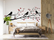Load image into Gallery viewer, Birds on Branch Wall Decal Tree Wall Sticker Black Silhouette Wall Art Removable Nature Mural Home Office Decor, 076gm
