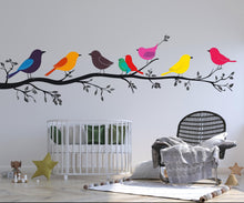 Load image into Gallery viewer, Colorful Birds on Branch Wall Decal Nursery Wall Sticker Tree Branch Animal Removable Mural Kids Room Decor, 077gm
