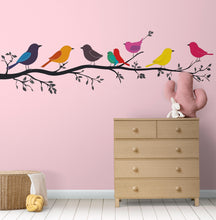 Load image into Gallery viewer, Colorful Birds on Branch Wall Decal Nursery Wall Sticker Tree Branch Animal Removable Mural Kids Room Decor, 077gm