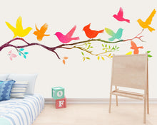 Load image into Gallery viewer, Flying Birds Wall Decal Colorful Nursery Wall Sticker Tree Branch Removable Animal Mural Kids Room Decor, 078gm