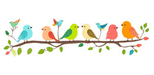 Load image into Gallery viewer, Colorful Birds on Branch Wall Decal Nursery Wall Sticker Kids Room Animal Wall Art Removable Mural Decor, 079gm