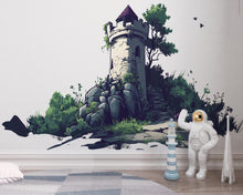 Load image into Gallery viewer, Fantasy Castle Tower Wall Decal Fairytale Nursery Wall Sticker Medieval Mural Removable Kids Room Decor, 081gm