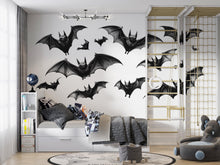 Load image into Gallery viewer, Flying Bats Wall Decal Gothic Halloween Wall Sticker Removable Bat Mural Dark Aesthetic Room Decor, 082gm