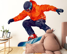 Load image into Gallery viewer, Snowboarder Wall Decal Boys Room Sports Wall Sticker Extreme Winter Mural Removable Teen Bedroom Decor, 085gm