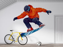 Load image into Gallery viewer, Snowboarder Wall Decal Boys Room Sports Wall Sticker Extreme Winter Mural Removable Teen Bedroom Decor, 085gm